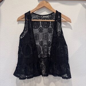 Boho Summer Festival Black Lace Layering Vest Whimsigoth Dark Cottage Capsule